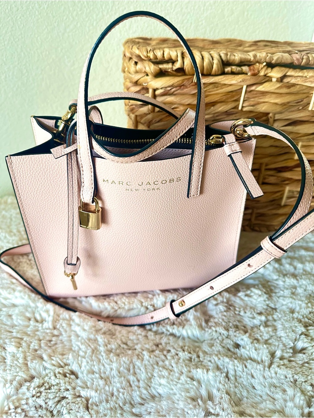✨ Marc Jacobs Blush Pink Leather Mini Tote Crossbody | Quiet Luxury Chic ✨